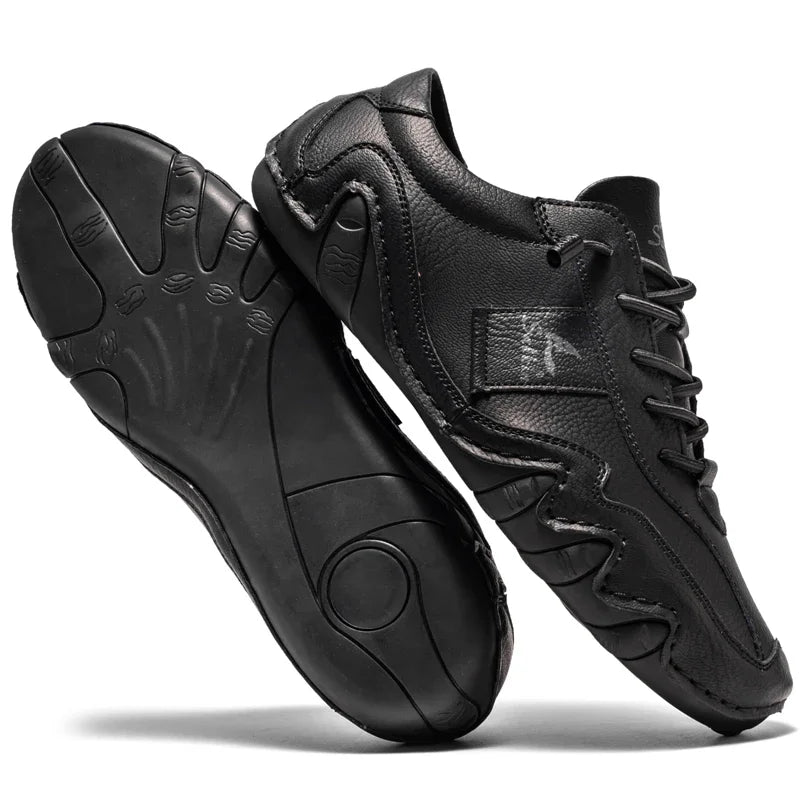 2024 Hand Sewn Leather Shoes for Men Light Outdoor Walking Casual Shoes Big Size 47 48 Slip-On Driving Loafers Men