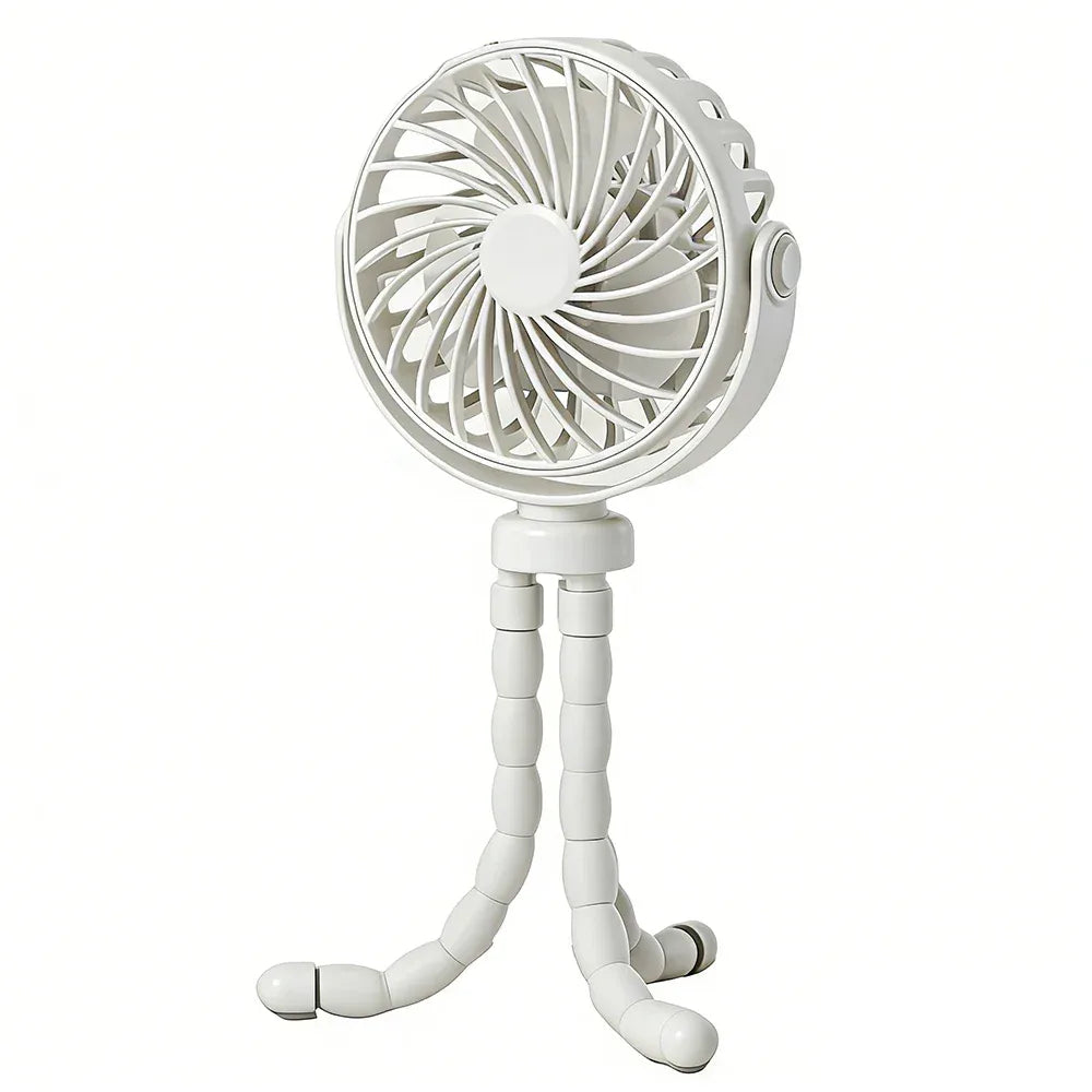 Mini USB Fan Rechargeable Octopus Multifunctional Fixable Small Fan Portable Desktop for Baby Stroller Bicycle with Soft Wind