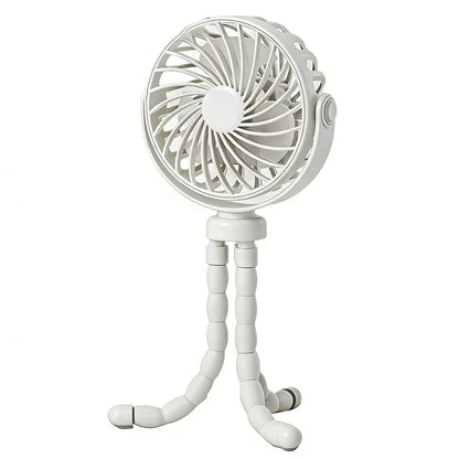 Mini USB Fan Rechargeable Octopus Multifunctional Fixable Small Fan Portable Desktop for Baby Stroller Bicycle with Soft Wind