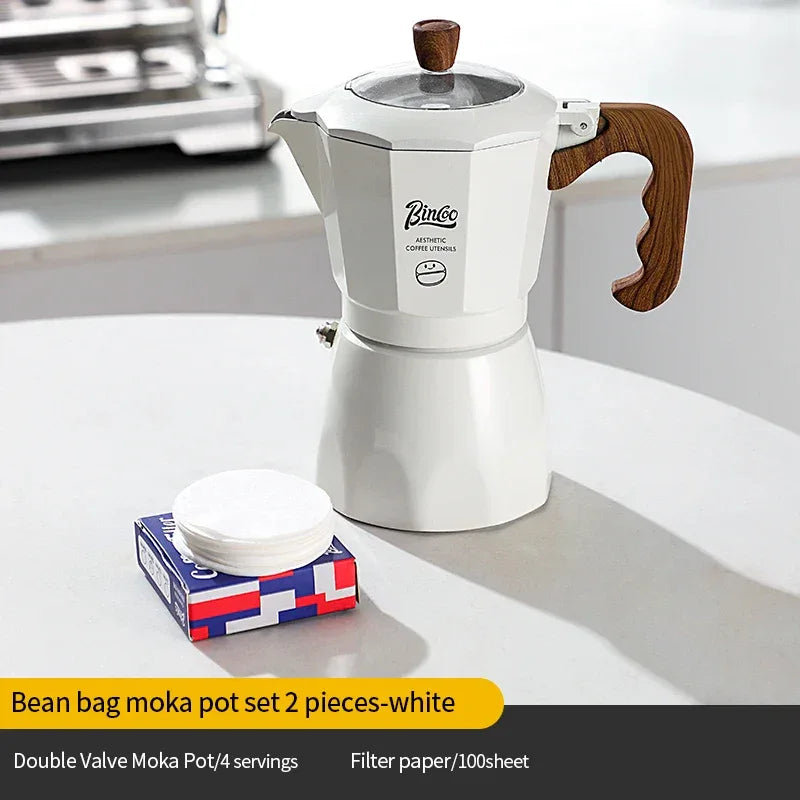 Bincoo Dual Valve Moka Pot Espresso Maker Mocha Pot Brewed Coffee Pot 220V Electric Stove Concentrated Extraction Barista Tools