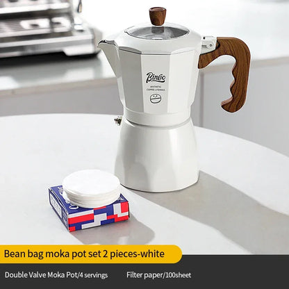 Bincoo Dual Valve Moka Pot Espresso Maker Mocha Pot Brewed Coffee Pot 220V Electric Stove Concentrated Extraction Barista Tools