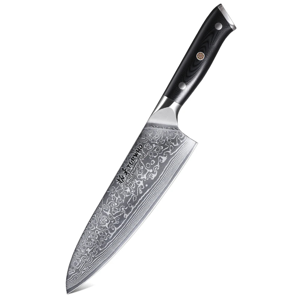TURWHO 1PC-3PCS Professional Kitchen Knives Set Utility Santoku Chef Knife Japanese 67 Layer Damascus Steel G10 Handles Gift Box