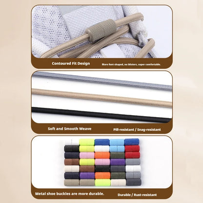 17 colors Round Elastic Laces without ties Metal Buckle Shoelace Sneakers Quick shoelaces Shoe Accessories 1Pair/2Pair