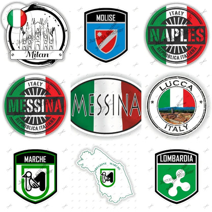 Lombardia Marche Molise Italy Flag Emblem Vinyl Sticker Decoration Naples Napoli Modena Messina Milan Italia Round Seal Flag
