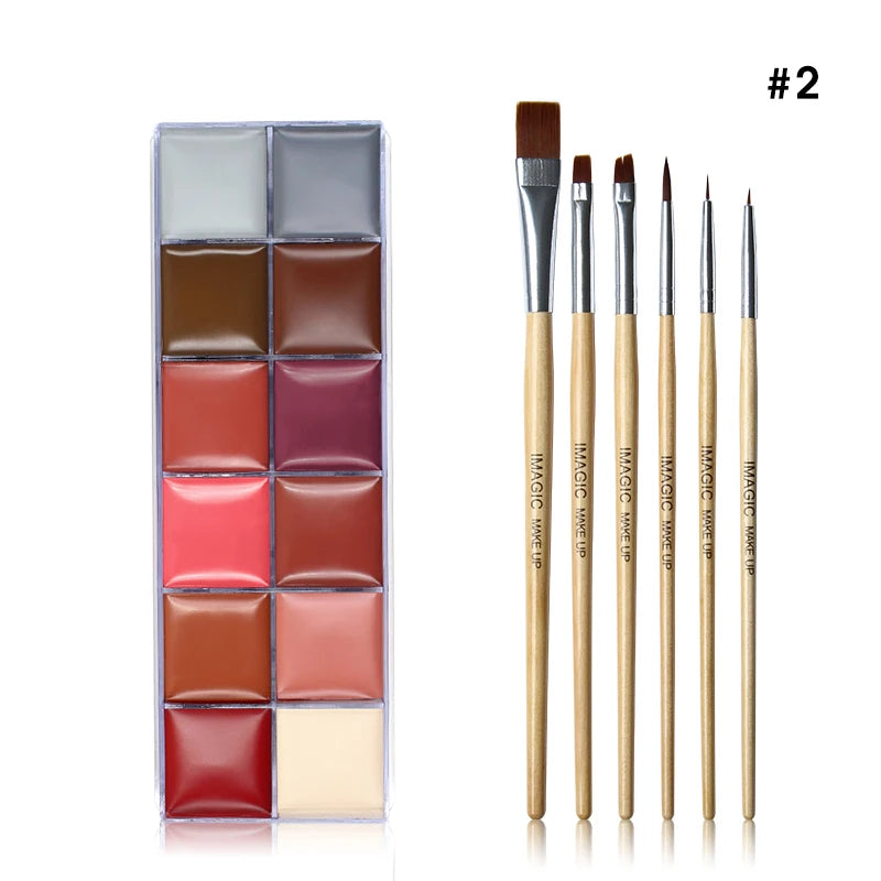 IMAGIC 12Colors Face Body Art Safe Kids Flash Tattoo Painting Halloween Christmas Party Makeup Drawing Pigment Drama Beauty Tool