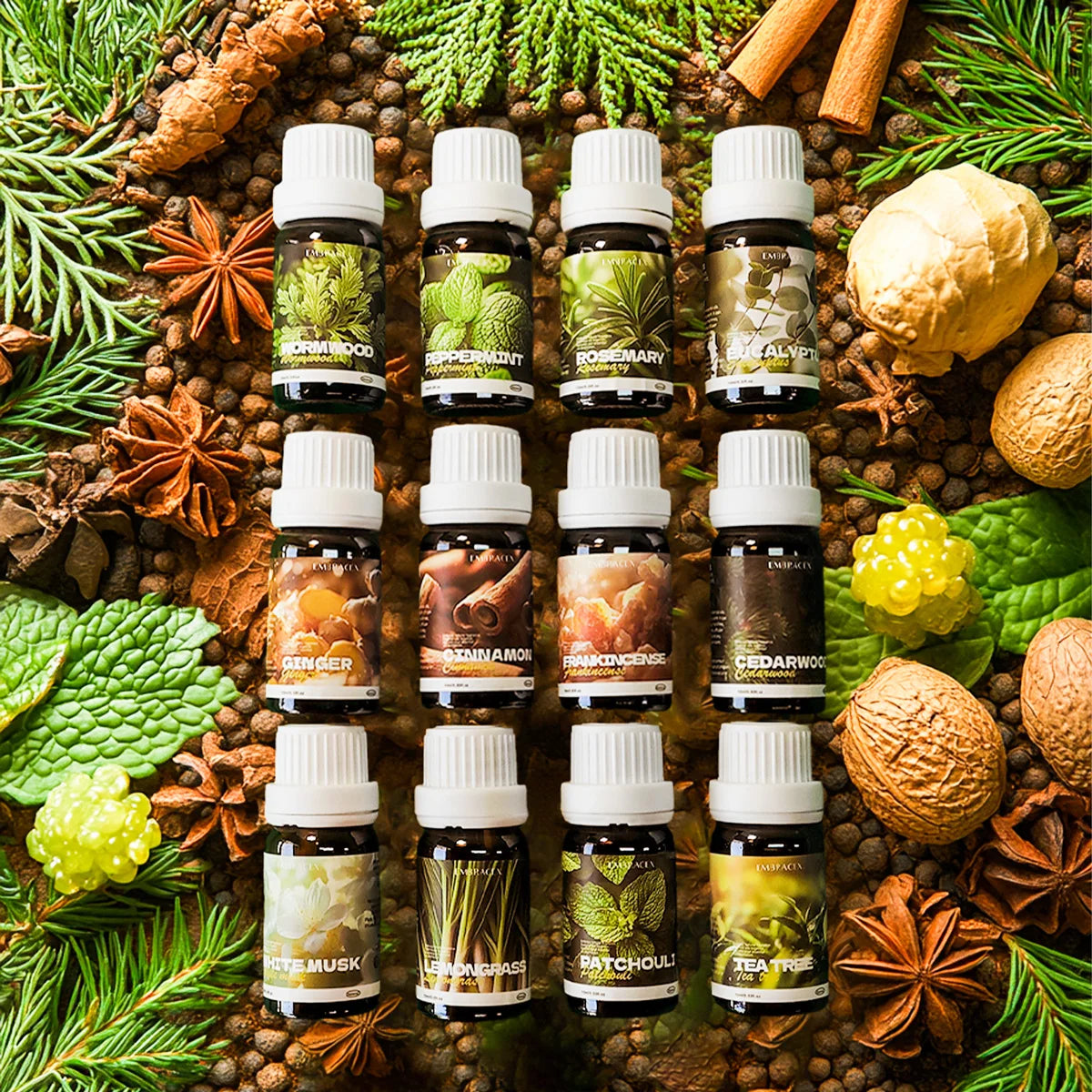 12 Types Natural Plant Essential Oils Premium Grade Essential Oils for Haircare, Nail Care, Moisturizing