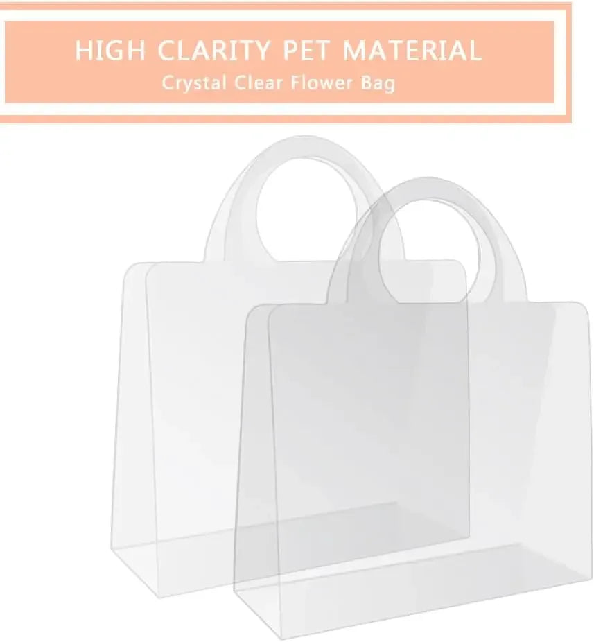 4-20PCS Flower Bag 50 Silk Clear PET Tote Bag Valentine's Day Transparent Gift Bag Simple Internet Popular Flower Packaging Bag