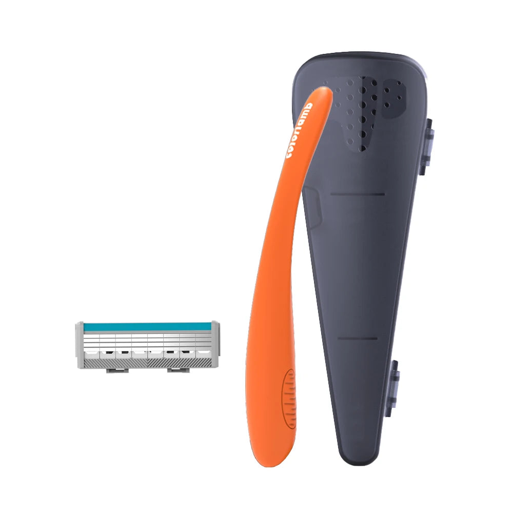 Colorlamb Whale Shape Women Razor with 5 Layer Skincare Soap Blades for Shaving Body Hair Removal Tool Safe Cleaning Shaver