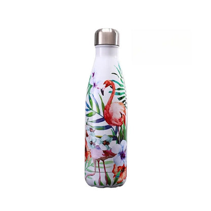 500ml Cola Shape Insulated Bottle, 304 Stainless Steel Vacuum Flask, Marble/Print Portable Water Bottle