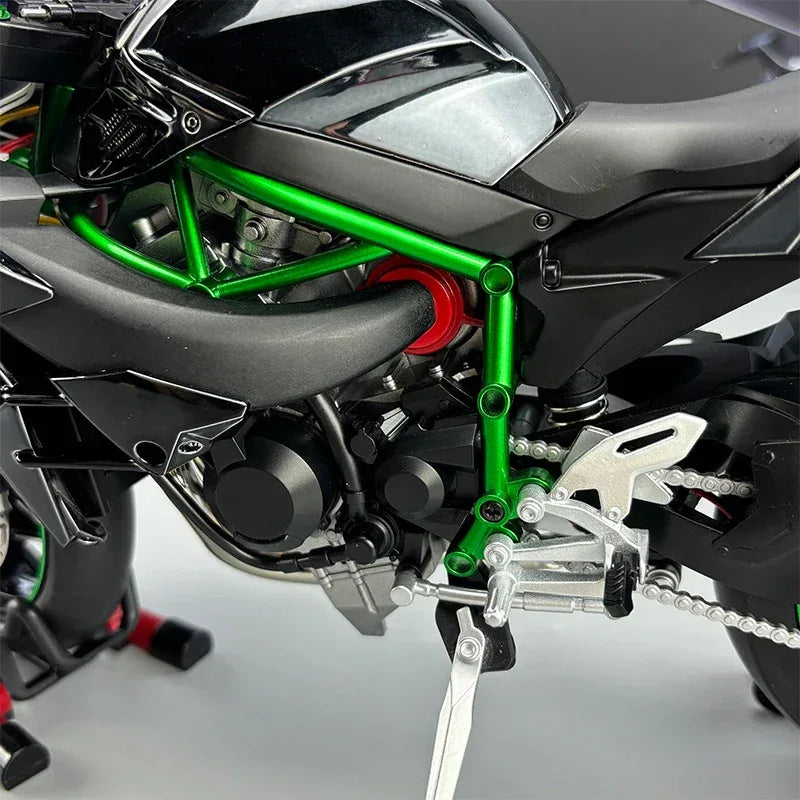 Large 1:6 Kawasaki H2R Bootable Sprayable Dynamic High Precision Alloy Motorcycle Model Diecast Sound Light Christmas Gift Box D