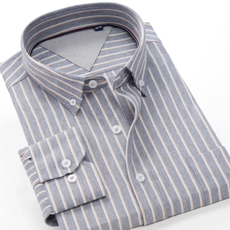 6XL 7XL 8XL 9XL 10XL Elegant Classic Youth Men's Business Casual Striped Long Sleeve Shirt Autumn Brand big Size Loose Shirt