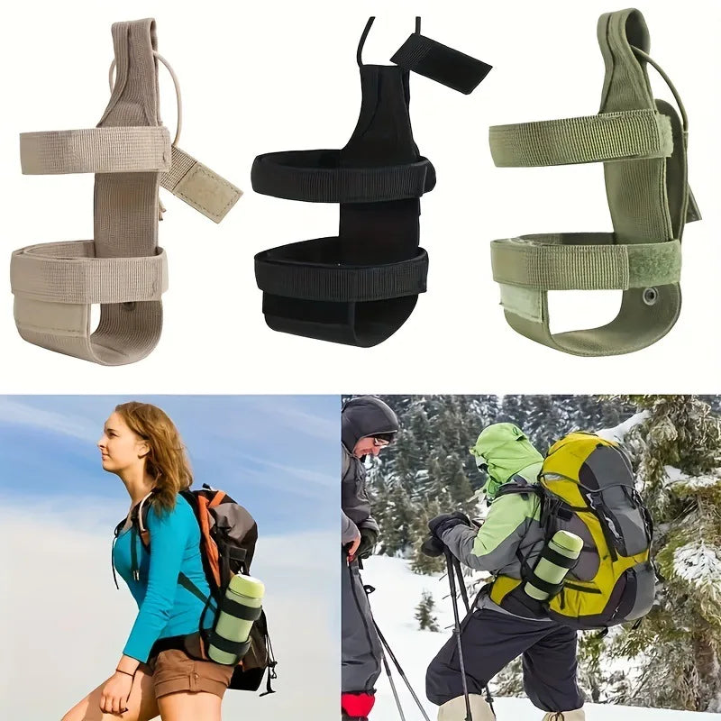 Portable Water Bottle Bag Universal Outdoor Adjustable Water Bottle Holder Durable Fabric Backpack Accessory For Camping Hiking