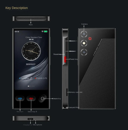 Portable S35 Translator Device Big Screen 148 Languages Voice Tradutor Intelligent Real-time Translating Offline Translation
