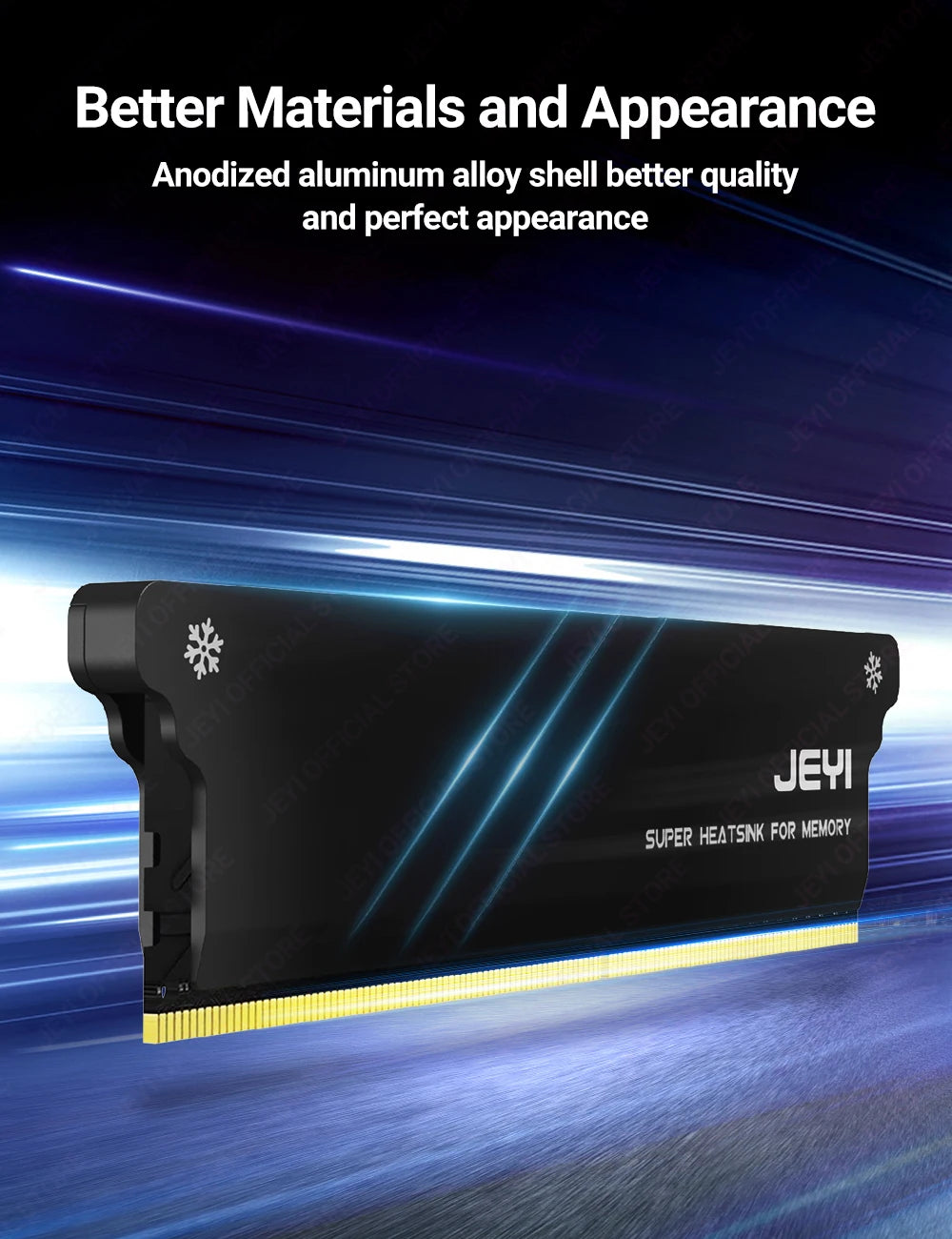 JEYI RAM Heatsink DDR2 DDR3 DDR4 DDR5 Aluminum Cooling Heatsink Memory With Thermal Pads Desktop for PC Easy Installation