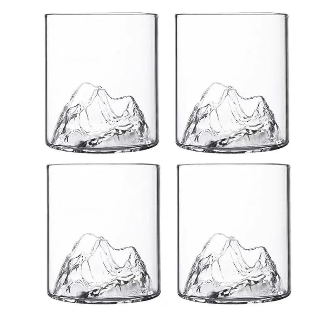 5 Oz 3D Guanshan Whiskey Glass Set Transparent Crystal Cup Suitable for Drinking Whiskey Cognac Cocktail Ice Wine Glass