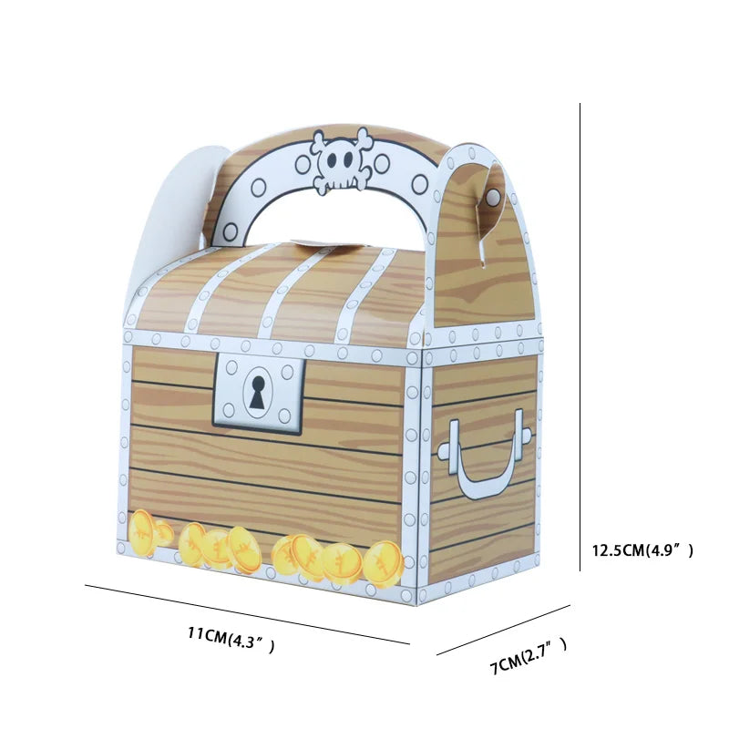 12/24 boîtes à friandises en forme de coffre au trésor de pirate - Décoration pour une fête d'anniversaire d'enfant sur le thème des pirates, d'Halloween ou d'Halloween - Cadeau