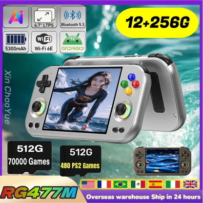 ANBERNIC RG 477M Retro Handheld Game Console 4.7" LTPS In-Cell Screen Android Video Game Player Dimensity 8300 AI Assistant FOTA