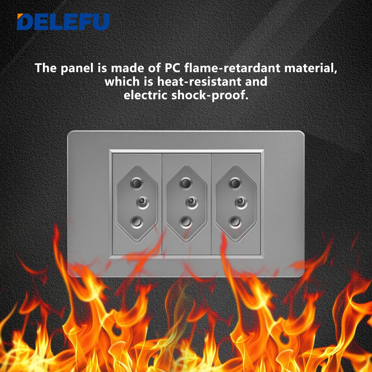 DELEFU Grey PC Panel Brazil Standard Wall Power Socket Double USB Type C Outlet Light Switch Home Office Electrical Plug 10A 20A