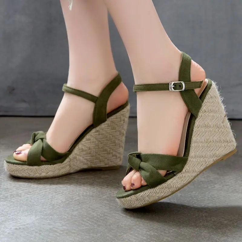 REAVE CAT Brand Women Sandals Open Toe Flock Suede Wedges 11cm Platform Buckle Strap Big Size 44 45 46 Soft Leisure Daily Shoes