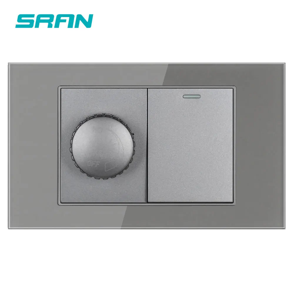 SRAN EU BR AU US standard Dimmer switch and 1 gang switch 16A Wall switch for home improvement tempered glass panel 118*72mm