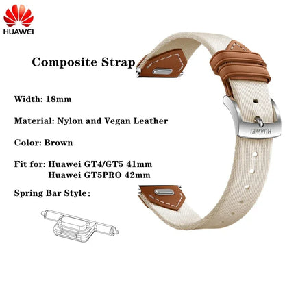 Original 18mm Watch Strap for Huawei GT6 GT5 41mm Leather Strap GT4 41mm FKM Sport Band for GT5pro 42mm Women Calf Leather Band