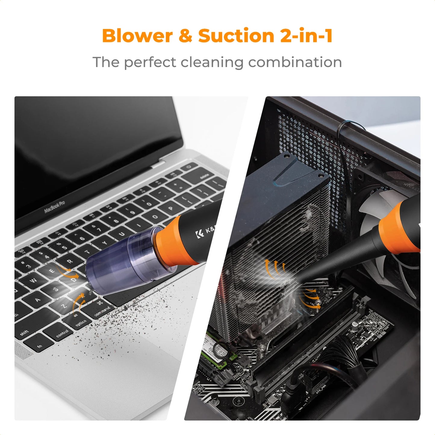 K&F CONCEPT Electric Air Duster Cordless Compressed Air Blower Suction for Computer,PC,Laptop Keyboard,Car,Camera Dust Cleaner