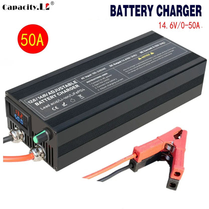 Portable 12V100A Lifepo4 Battery Charger 40A 50A Lithium Battery Charger 60A 85A with Adjustable Voltage and Current Anderson