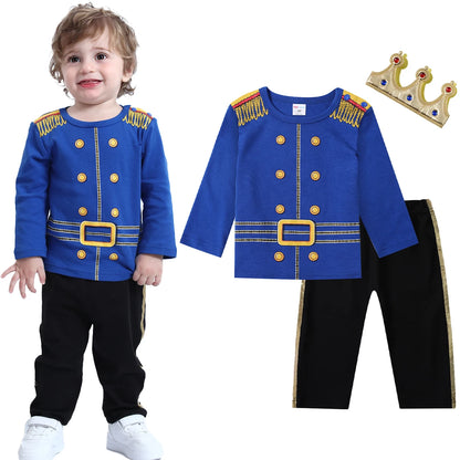 Todder Boys Prince Charming Costume Halloween Fireman Clothes Infant Photography Clothing Baby Carnival Cosplay Striped Prisoner