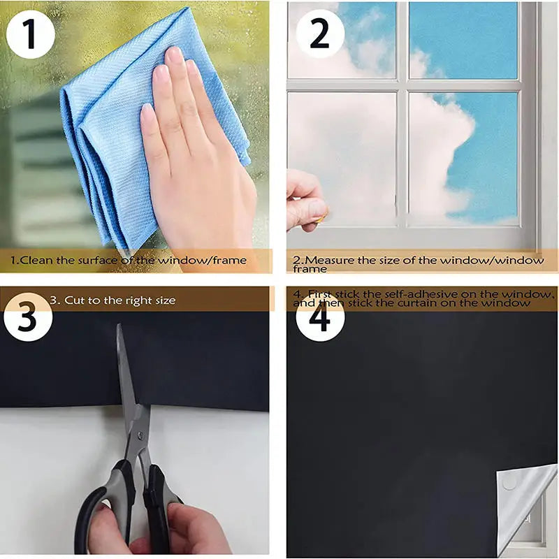 Universal Blackout Curtain Removable Portable Travel Blocking Darkest Window Film Cloth Temporary DIY No Drill Curtains