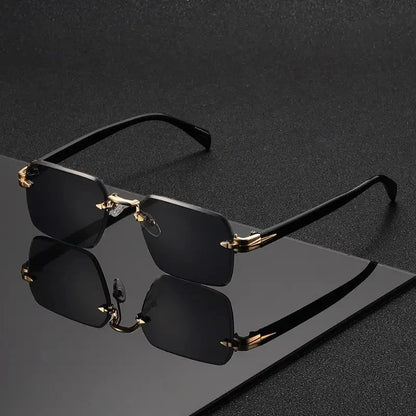 Rimless Rectangle Sunglasses for Women and Men – Fashion Small Square Frameless Shades, Summer Travel UV400 Protection Eyewear, Classic Unisex Oculos