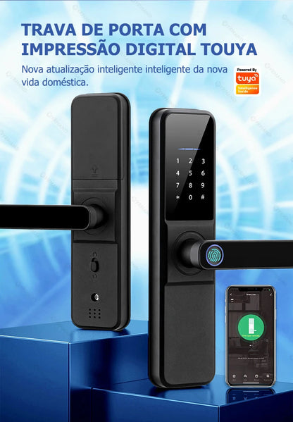 YRHAND Do Brasil Tuya wifi App Unlock fechadura digital Waterpoof eletronica Fingerprint  IC card Smart Door Lock for Home