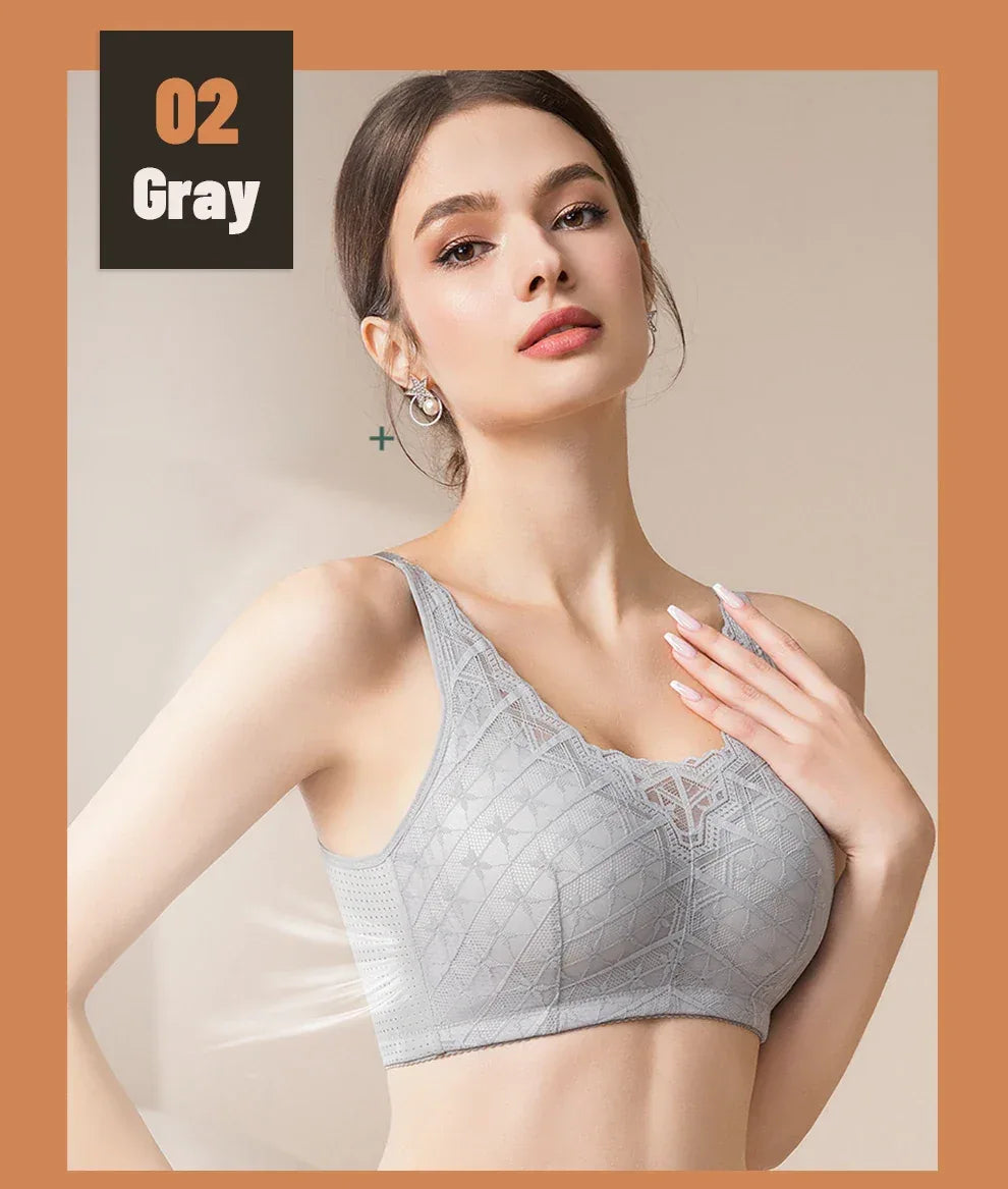 LERVANLA 2566 Strong Breathability Mastectomy Bra Women with Pocket Breast Form Pads Included Adjustable Cotton Comfort  Large