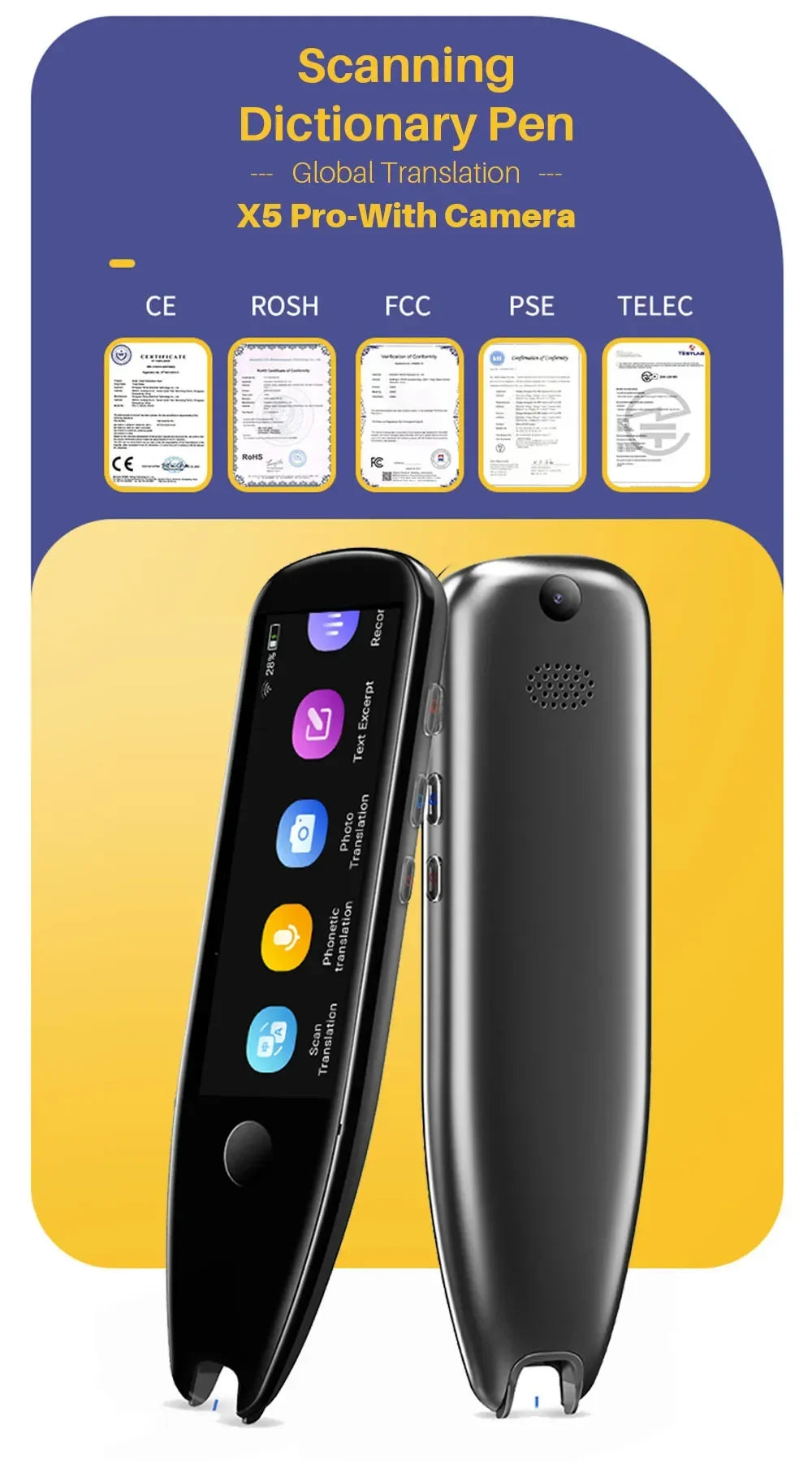 German Spanish French Italian Korean Portuguese Russian Scanning Voice Translation Pen Offline Online Language Learn Translator
