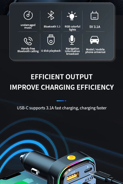 Newest C26 Bluetooth 5.0 FM Transmitter Handsfree Car Radio Modulator MP3 Player USB Super Quick Charge Adapter Car Accessories