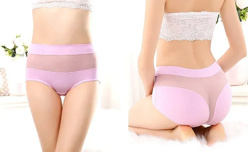 Large Size 110 Kg Triangle Underwear Women's Mesh High Waist Hip Fat Transparent Sexy Lingerie sexy panties  women panties