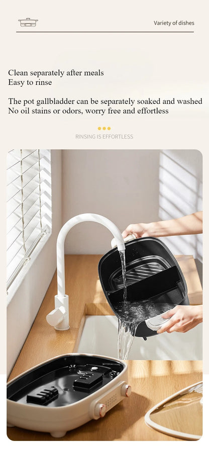 220V Non Stick Electric Hotpot Household Mandarin Duck Split Multi Functional  Electric Boiling Pot