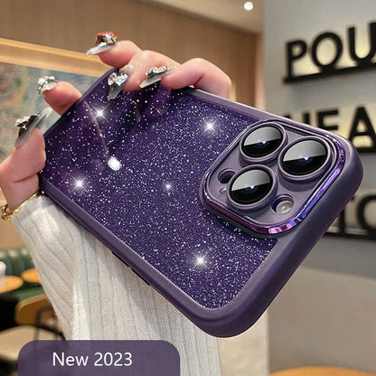 Fashion Bling Glitter Phone Case  For iPhone 16 E 15 Pro Max 14 Plus 13 12 11 Luxury Shockproof Bumper Silicone Clear Back Cover