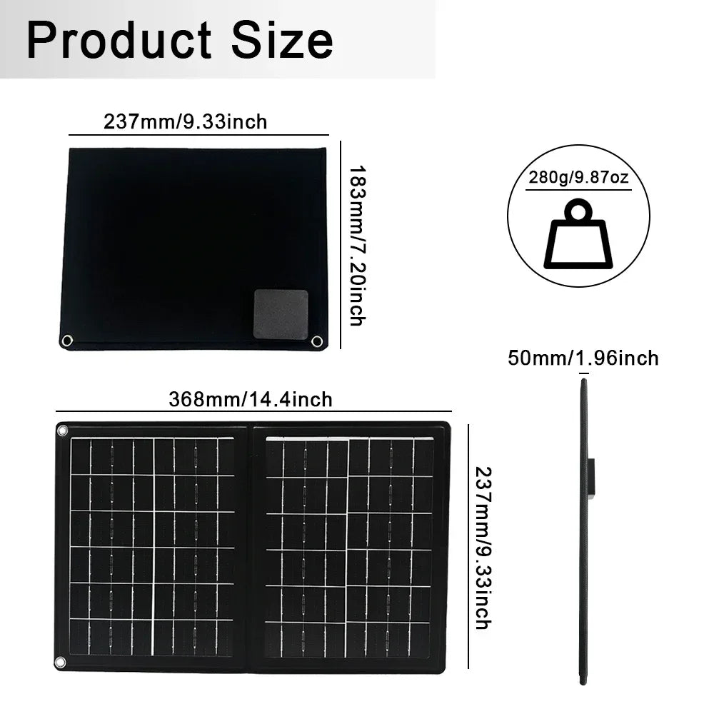 Practical Solar Panel Foldable Power Bank SOECOPO 40W Portable Charge Phone Outdoor Activities  USB + Type - C 5V/2.4A Camping