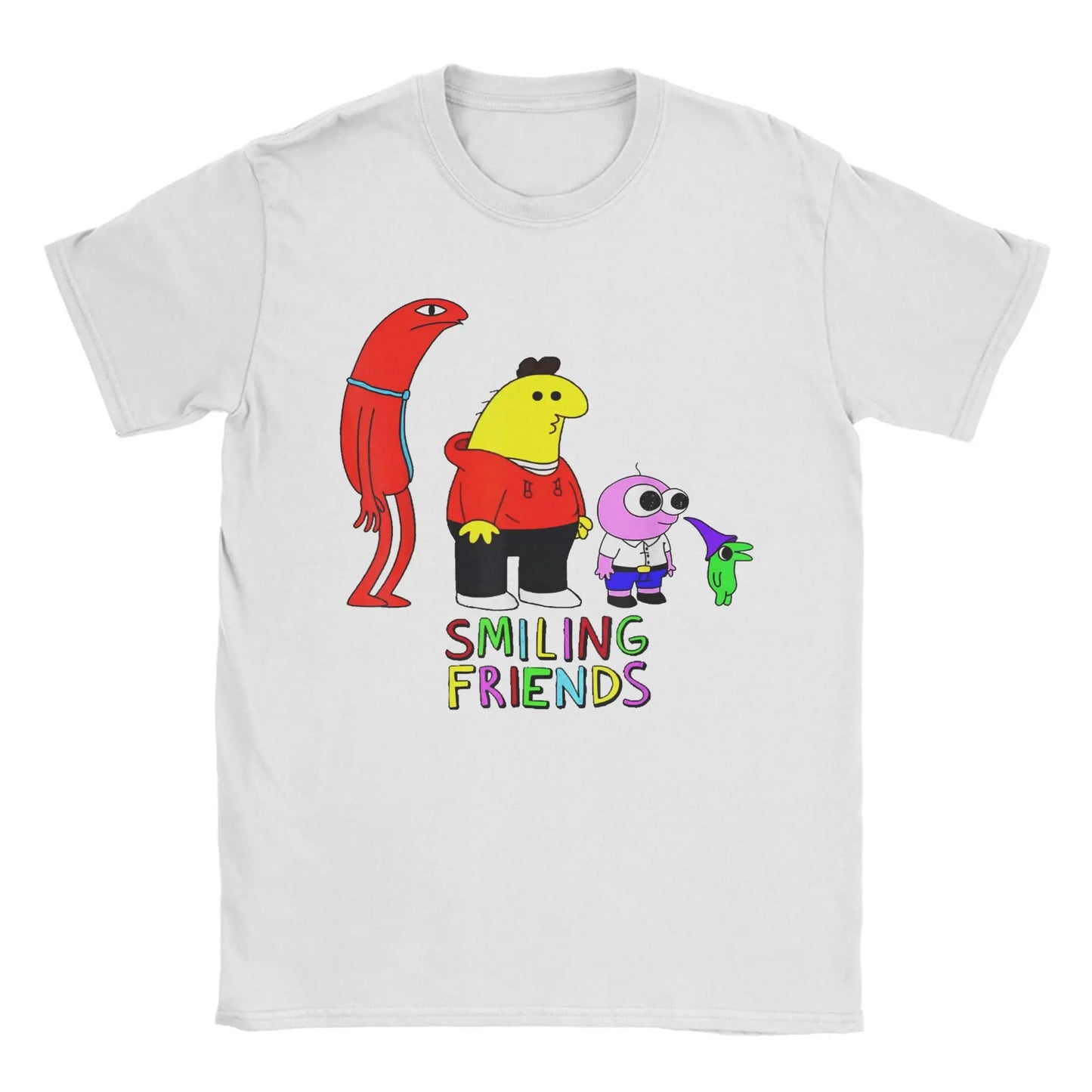 Smiling Friends Glep Flowers T Shirt Men Cool T-Shirt Round Neck Tee Shirt Short Sleeve Tops Summer Pure Cotton Breathable Tees