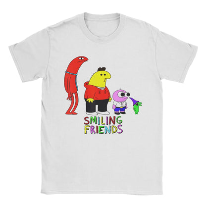 Smiling Friends Glep Flowers T Shirt Men Cool T-Shirt Round Neck Tee Shirt Short Sleeve Tops Summer Pure Cotton Breathable Tees