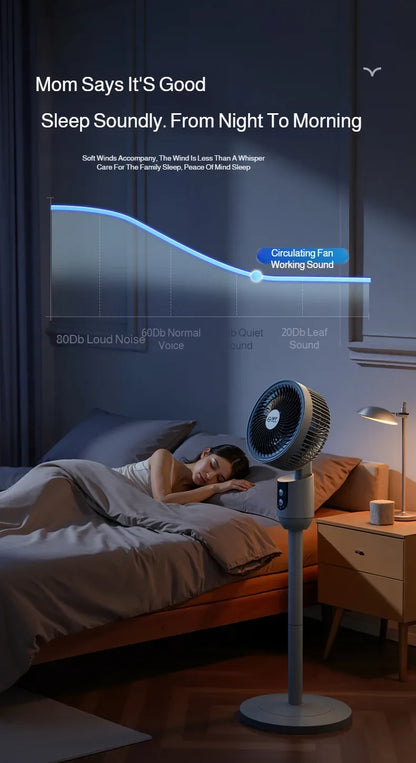 Household Low-Noise Smart Fan Three-Speed Adjustment Floor Fan Air Circulation Fan Floor Fan Silent Low-Noise Smart Fan High