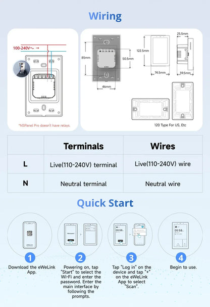 SONOFF NSPanel Pro 120 Type Smart Home Control Panel Smart Thermostst Power Consumption DIY Switch Module Support Sonoff Devices