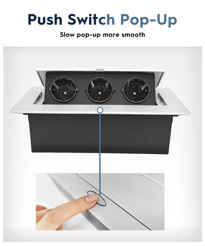 White/Black/Silver/Gold(Бронза Bинтажна) Metal Panel EUR Version RU Table Socket 2/3 Outlet USB Office Kitchen Cabinet Install