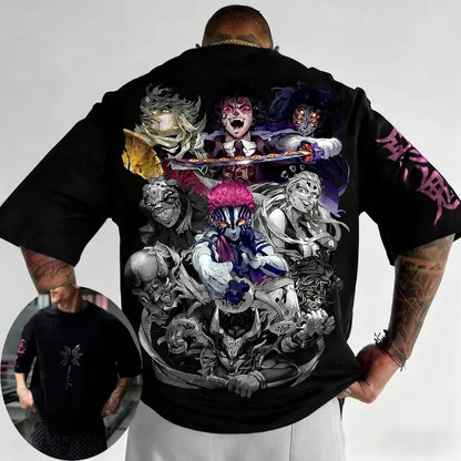 Demon Slayer Akaza Douma Kokushibo Printed T-shirt Men's and Women's T-shirt Men's Top Sports T-shirt Men's T-shirt Harajuku Tee