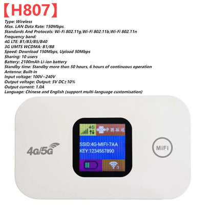 4G LTE Mini Outdoor Hotspot Sim Card Slot Wireless Router 2100mAh Portable Network Hotspot Device Colorful LED Display