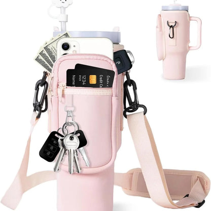 Water Bottle Carrier Bag For Stanley 40oz Insulated Mug Cup Holder Portable Water Bottle Bag with Adjustable Shoulder Strap