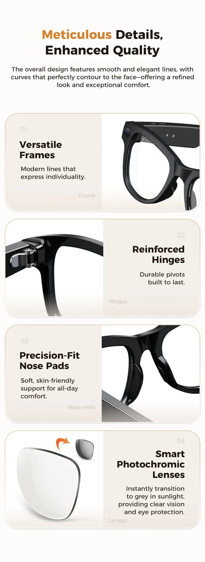2026 New 8MP Camera Smart AI Glasses 3600mAh Charging Case Power Bank 1080P HD Camera ChatGPT 32GB Translation Video Sunglasses