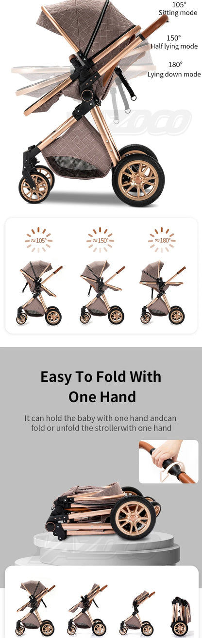 Newest Baby Stroller 3 in1 Multifunctional Stroller Easy Folding Travel Portable Baby Carriage Safety Seat EU Standard
