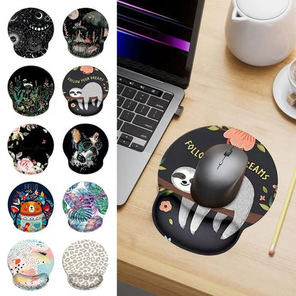 Gift Leopard Mouse Pad Ergonomic Gel Wrist Support Grey Non-Slip Base Wrist Rest Pad Typing and Pain Relief