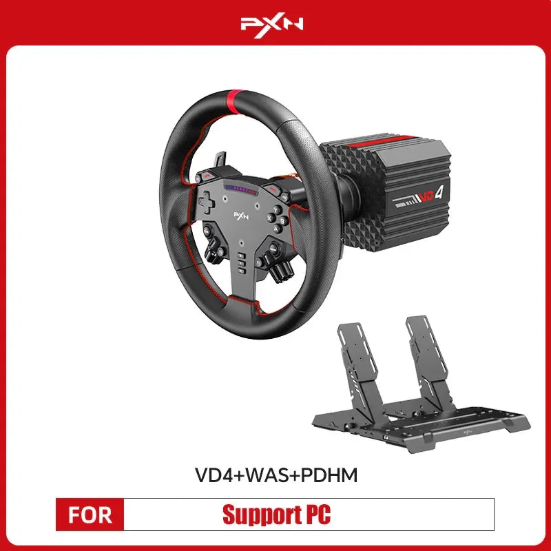 PXN V4D Bundle Racing Wheel 4Nm Force Feedback Simulator Gaming Steering Wheel PXN VD Series Direct Drive Servo Motor For PC